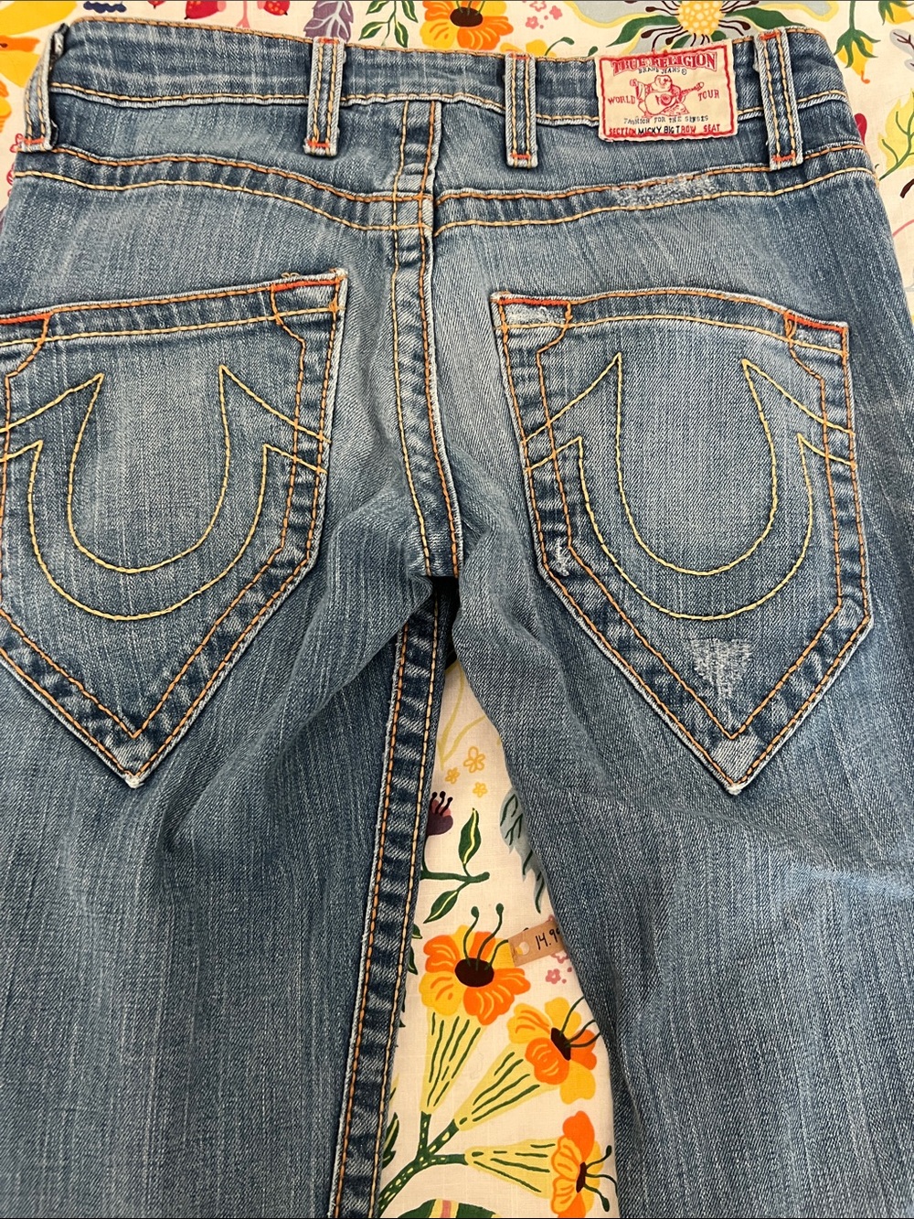 True Religion Women's Straight Leg Jeans in Distressed Blue - Picture 4 of 4